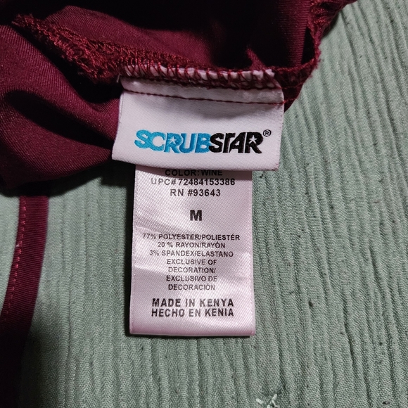 Scrubstar Drawstring Scrub Pants Stretch Burgundy Red Size Medium - Picture 8 of 9